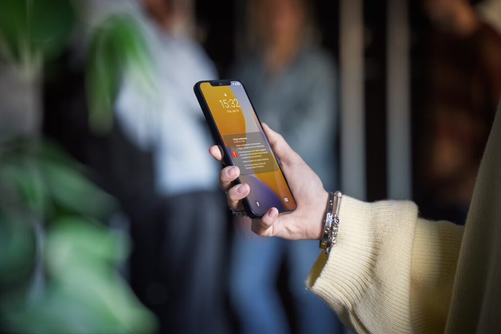 Viktigt meddelande till allmänheten, VMA, i mobilen.