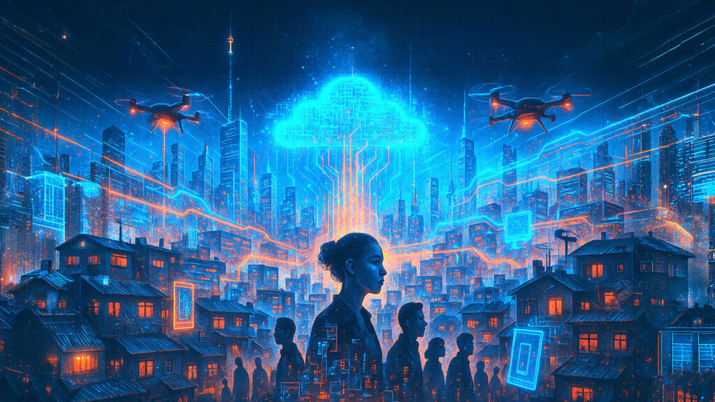 illustration av uppkopplat samhälle